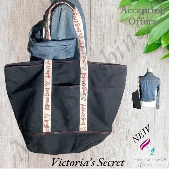 Victoria’s Secret NEW - roomy strong canvas bag with logo straps #shoppingbuddy - Picture 1 of 7